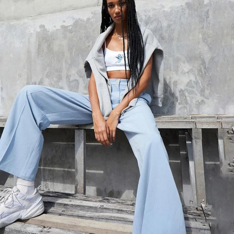 2022 Summer Solid Color High Waist Blue Casual Pants Women Fashion Capris Women Straight Office Ladies Casual Trousers Women
2022 Summer Solid Color High Waist Blue Casual Pants Women Fashion Capris Women Straight Office Ladies Casual Trousers Women