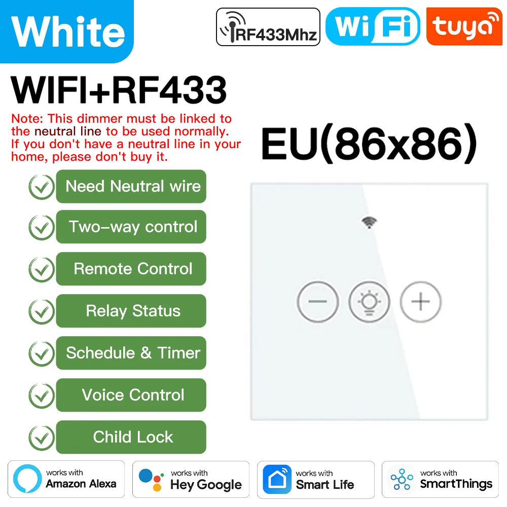TNCE Tuya WiFi Диммерный переключатель
TNCE Tuya WiFi Диммерный переключатель