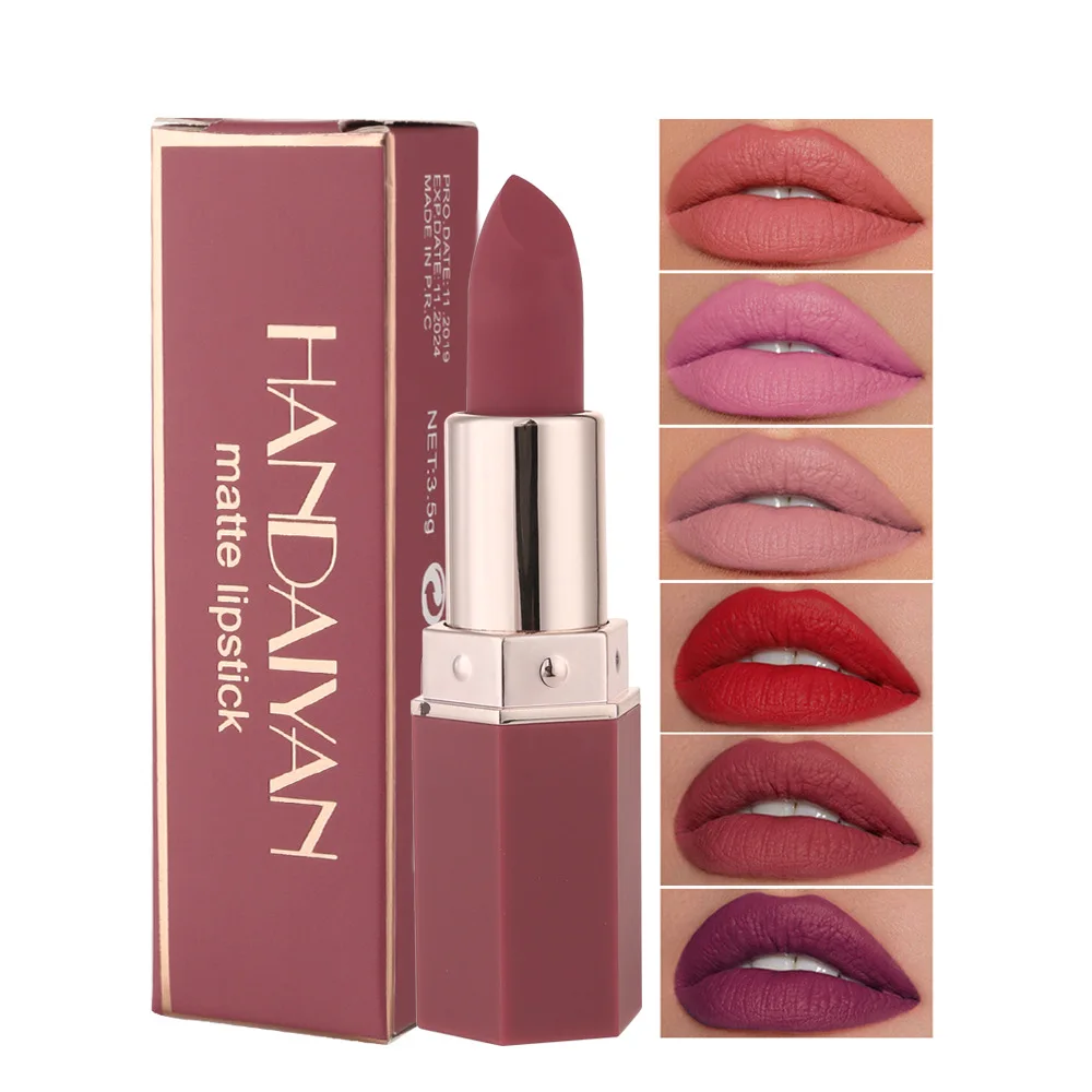 

6 Colors Matte Moisture Lipstick Makeup Waterproof Long Lasting Lip Stick Sexy Red Pink Nude Lipsticks Women Lips Cosmetics