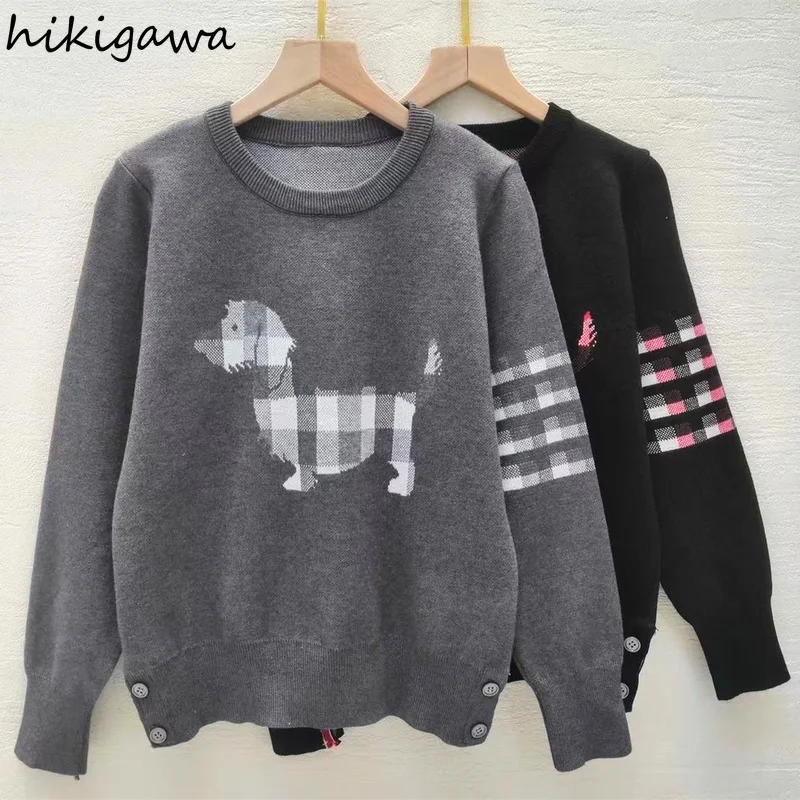 HIkigawa Women Fashion Graphic T Shirts Solid O Nenk Long Sleeve Cartoon Dog Jacquard Pullovers Outerwear Female Chic Tops
HIkigawa Women Fashion Graphic T Shirts Solid O Nenk Long Sleeve Cartoon Dog Jacquard Pullovers Outerwear Female Chic Tops