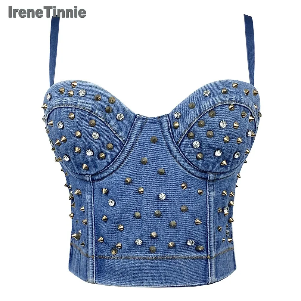 IRENE TINNIE 2023 Denim Rhinestone Crop Top Female French Retro Sling Camisoles High Street Summer Corset Female Luxury Corset
IRENE TINNIE 2023 Denim Rhinestone Crop Top Female French Retro Sling Camisoles High Street Summer Corset Female Luxury Corset