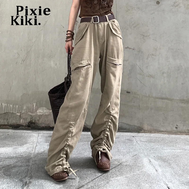 PixieKiki Pocket Zipper Khaki Cargo Pants Y2k Streetwear Women Jeans 90s Grunge Low Waist Drawstring Denim Trousers P77-FZ55
PixieKiki Pocket Zipper Khaki Cargo Pants Y2k Streetwear Women Jeans 90s Grunge Low Waist Drawstring Denim Trousers P77-FZ55