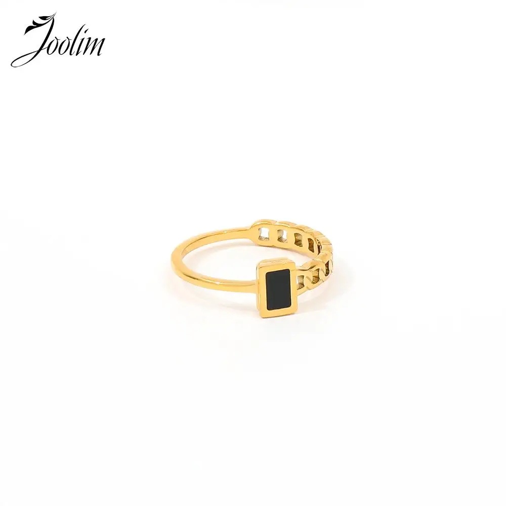 Joolim Jewelry Wholesale High End PVD Fashion Plain Black Zirconia Chain Link Mixed Stainless Steel Finger Ring for Women
Joolim Jewelry Wholesale High End PVD Fashion Plain Black Zirconia Chain Link Mixed Stainless Steel Finger Ring for Women
