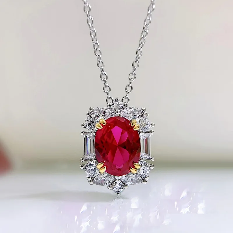 Luxury Silver 925 Jewelry Ruby Pendant Necklace 2CT Oval Cut Crystals Diamond Fine Jewelry for Women Wedding Anniversary Gifts
Luxury Silver 925 Jewelry Ruby Pendant Necklace 2CT Oval Cut Crystals Diamond Fine Jewelry for Women Wedding Anniversary Gifts