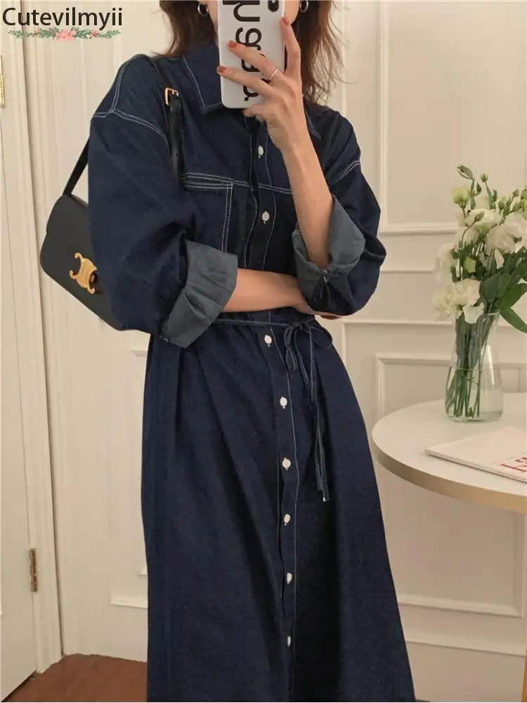 2023 Female Fashion Korean Streetwear Clothings Women Spring Autumn Denim Shirt Dress Long Sleeve Casual Lace-up Jeans Vestidos
2023 Female Fashion Korean Streetwear Clothings Women Spring Autumn Denim Shirt Dress Long Sleeve Casual Lace-up Jeans Vestidos