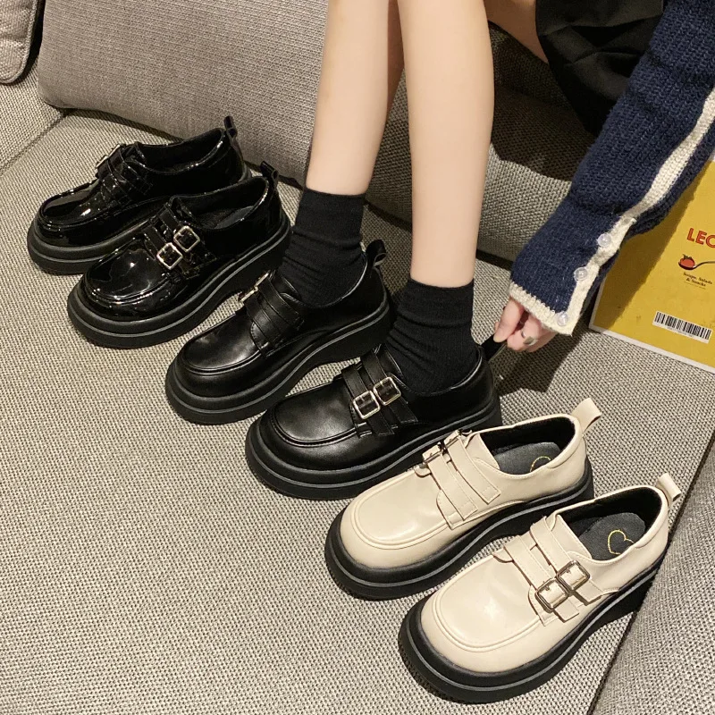 

Японские милые маленькие кожаные туфли, женские новые модные лоферы на толстой подошве для весны и осени, модная обувь в стиле "Лолита"