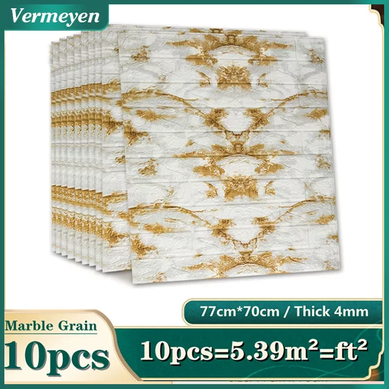 77x70cm 3D Wall Sticker 10pcs Imitate Brick Wall Stickers Self-Adhesive Marble Pattern Wallpaper for Living Room Bedroom TV Wall
77x70cm 3D Wall Sticker 10pcs Imitate Brick Wall Stickers Self-Adhesive Marble Pattern Wallpaper for Living Room Bedroom TV Wall