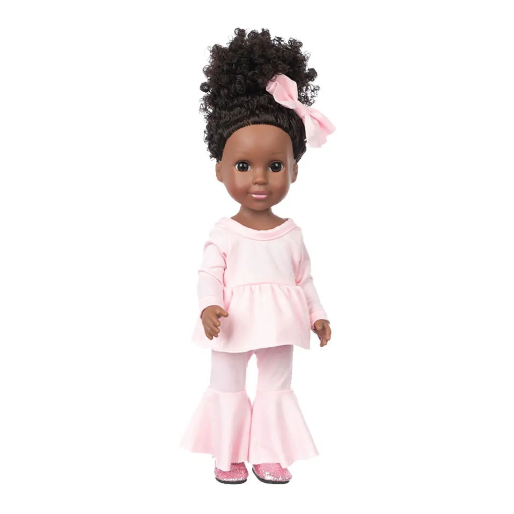 

African Baby Doll Brown Eyes Real Black Dolls Washable Realistic Silicone Toys Portable Fashion Dressing Toy Girls Type 1
