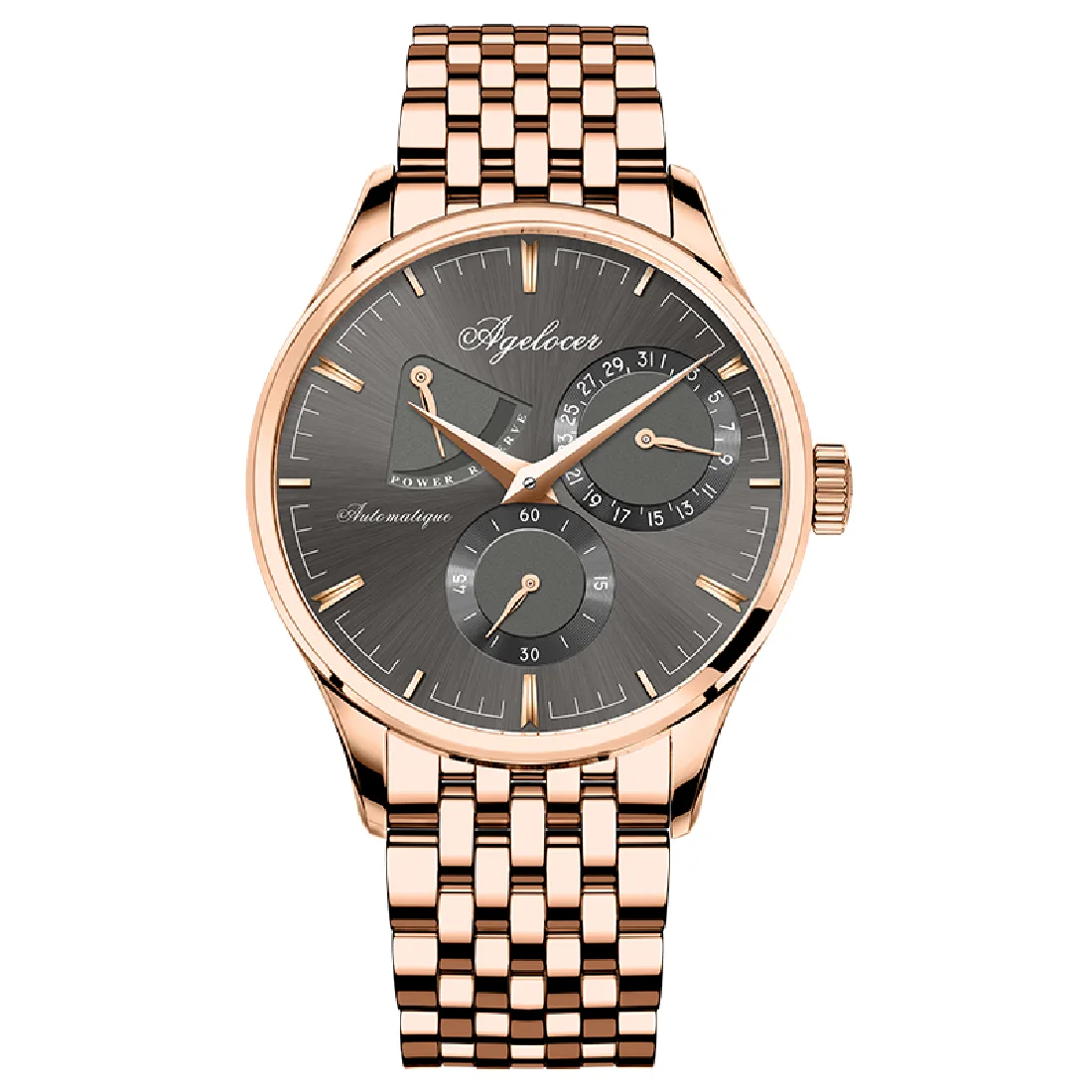 AGELOCER Mechanical Watches Rose Gold 316L Steel Power Reserve Multifunctional Brand Luxury Automatic Watch saat 4103D9
AGELOCER Mechanical Watches Rose Gold 316L Steel Power Reserve Multifunctional Brand Luxury Automatic Watch saat 4103D9