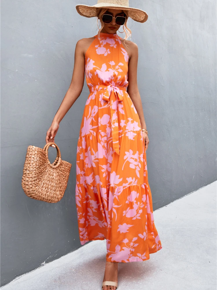 Spring/summer 2022 New Fashion Bohemia Dot Print Long Skirt Halter Top Neck Bandage Multicolor Sleeveless Sexy Dress for Women
Spring/summer 2022 New Fashion Bohemia Dot Print Long Skirt Halter Top Neck Bandage Multicolor Sleeveless Sexy Dress for Women