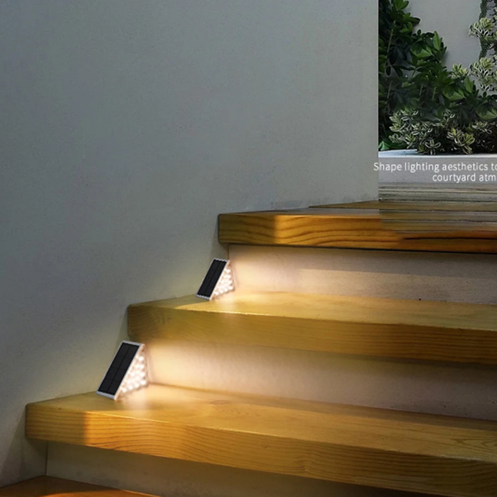 

2 Pack Led Solar Stair Light Ip67 Waterproof Step Light Anti-theft White/warm White/rgb Color for Outdoor Garden Courtyard Decor