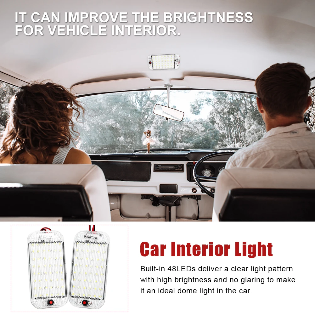 2PCS Car LED Interior Lights 48LED 12V-85V LED Car Lighting Dome Lights with Switch Roof Ceiling Reading Light for Car Truck
2PCS Car LED Interior Lights 48LED 12V-85V LED Car Lighting Dome Lights with Switch Roof Ceiling Reading Light for Car Truck
