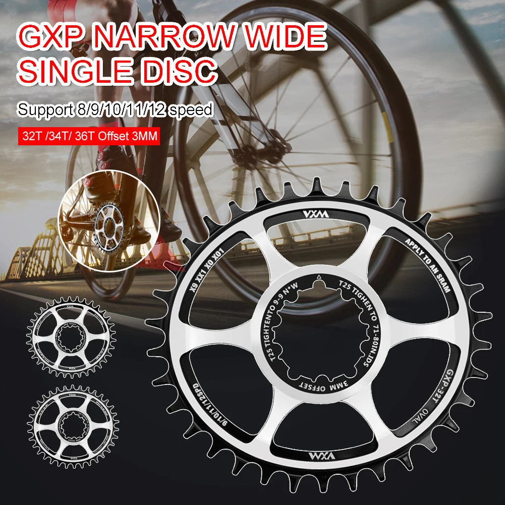 Mountain Bicycle Oval Narrow Wide Chainring 32T/34T/36T Bike Single Speed Crankset For SRAM XX1 X0 X01 X9GXP Cycling Accessories
Mountain Bicycle Oval Narrow Wide Chainring 32T/34T/36T Bike Single Speed Crankset For SRAM XX1 X0 X01 X9GXP Cycling Accessories