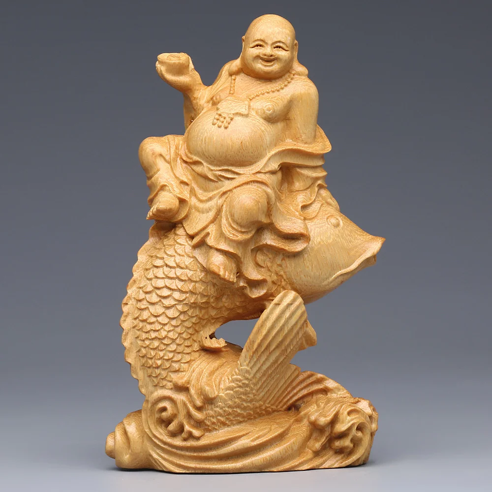 Cliff cypress wood sitting carp, Maitreya Buddha ornaments, solid wood belly, happy smile Buddha, home living room handicraft
Cliff cypress wood sitting carp, Maitreya Buddha ornaments, solid wood belly, happy smile Buddha, home living room handicraft