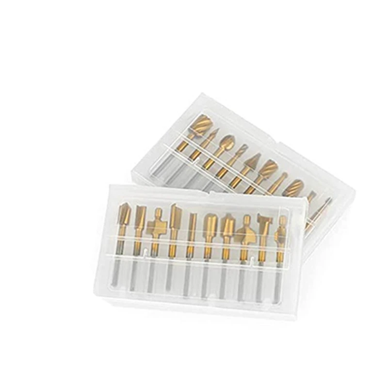 20PCS Router Bit Set with 1/8 Shank,Titanium Coated for Dremel Rotary Tool Accessorie DIY Woodworking Carving Engraving
20PCS Router Bit Set with 1/8 Shank,Titanium Coated for Dremel Rotary Tool Accessorie DIY Woodworking Carving Engraving