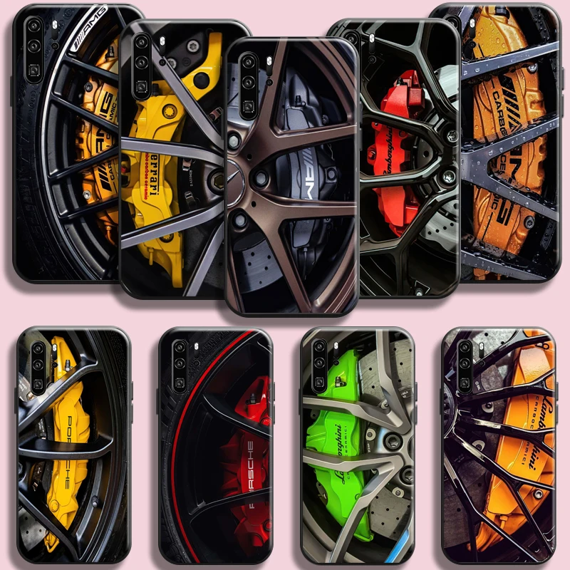

Luxury Sports Cars Tire Wheels Phone Case For Huawei P50 P40 P30 P20 Pro Lite 5G P Smart Z Shell Cover Funda Liquid Silicon