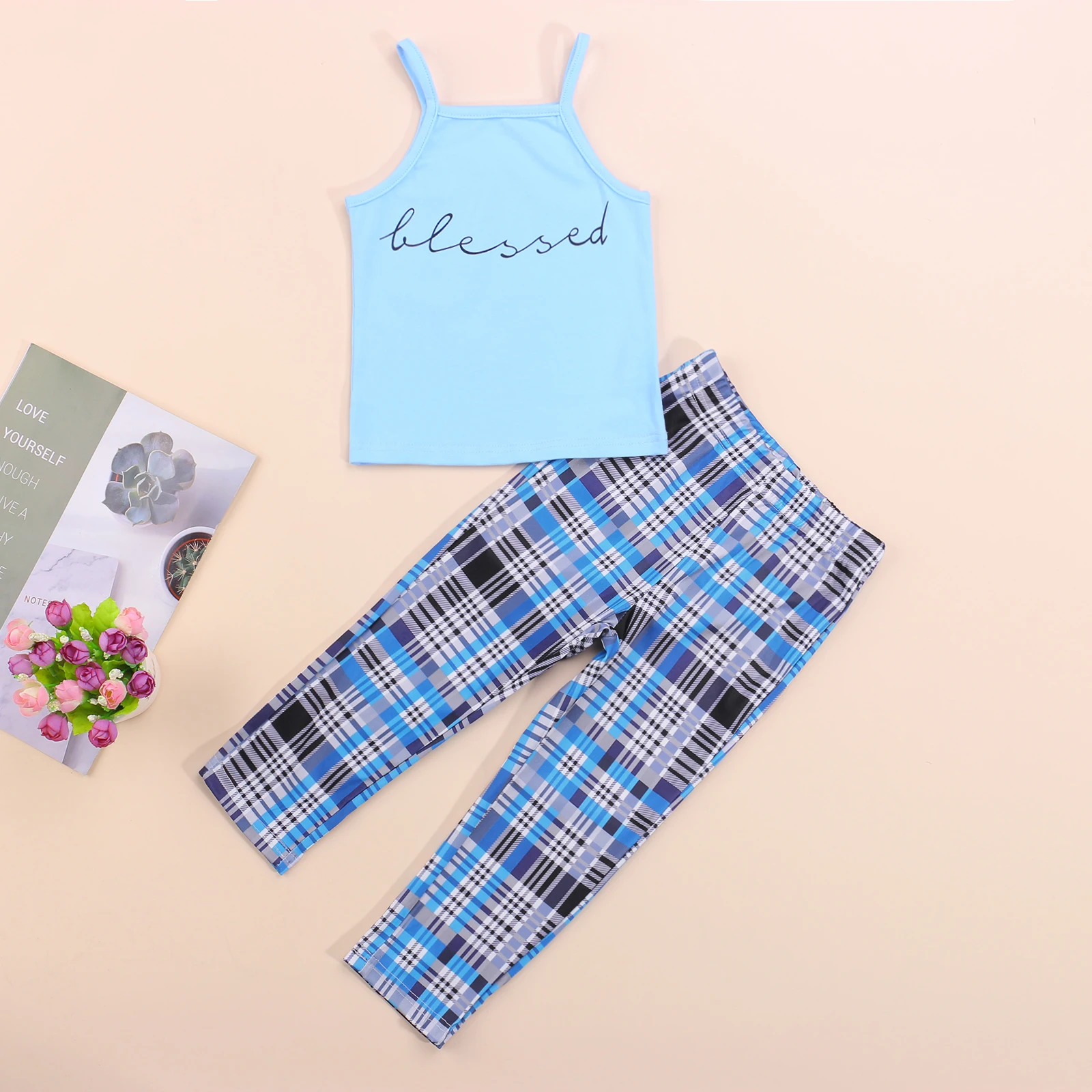 Toddler Girls 2Pcs Summer Outfits Baby Girls Halter Letter Print Cami Tops + Plaid Pants Sets Kids Girls Summer Clothing
Toddler Girls 2Pcs Summer Outfits Baby Girls Halter Letter Print Cami Tops + Plaid Pants Sets Kids Girls Summer Clothing