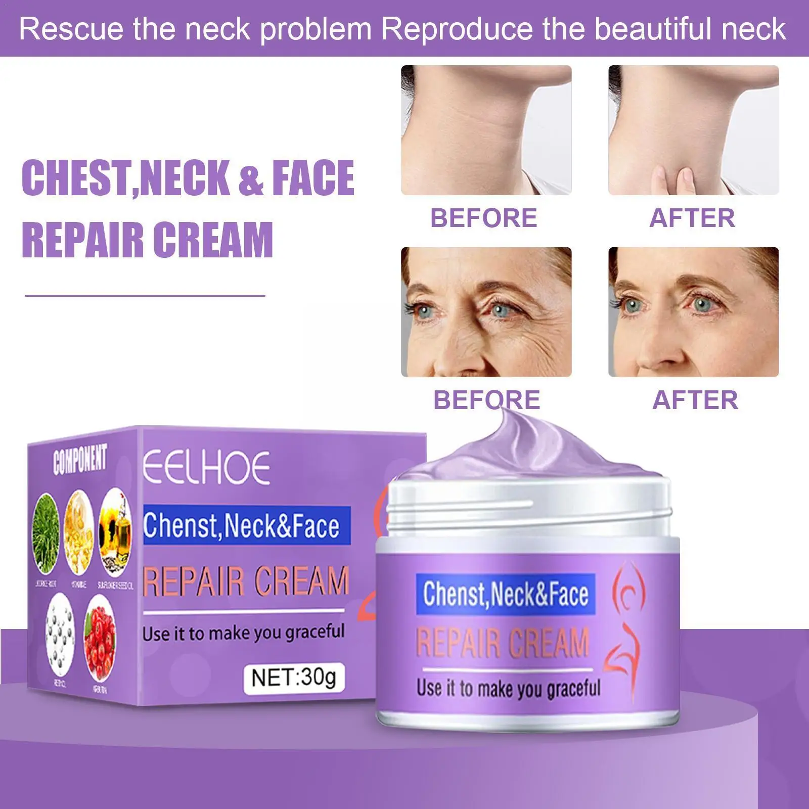 30g Anti Wrinkle Neck Firming Neck Cream Wrinkle Pores Moisturizing Hydrating Fine Care Brighten Skin Removal Cream F7P3
30g Anti Wrinkle Neck Firming Neck Cream Wrinkle Pores Moisturizing Hydrating Fine Care Brighten Skin Removal Cream F7P3
