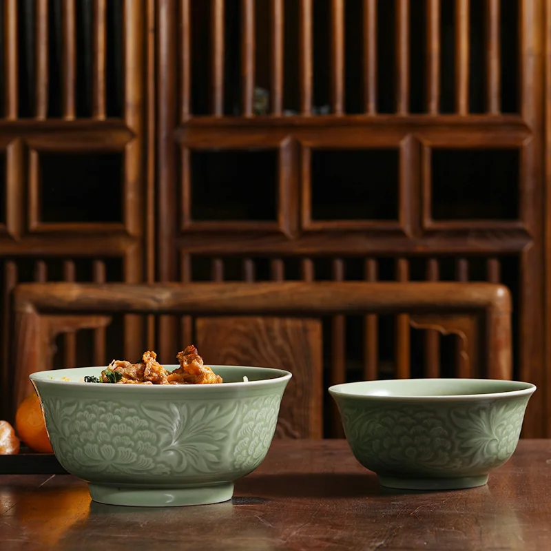 Song Ceramic Kiln Celadon Household Noodle Bowl Chinese Tableware Large Soup Bowl Retro Rice Bowl Gift Box
Song Ceramic Kiln Celadon Household Noodle Bowl Chinese Tableware Large Soup Bowl Retro Rice Bowl Gift Box