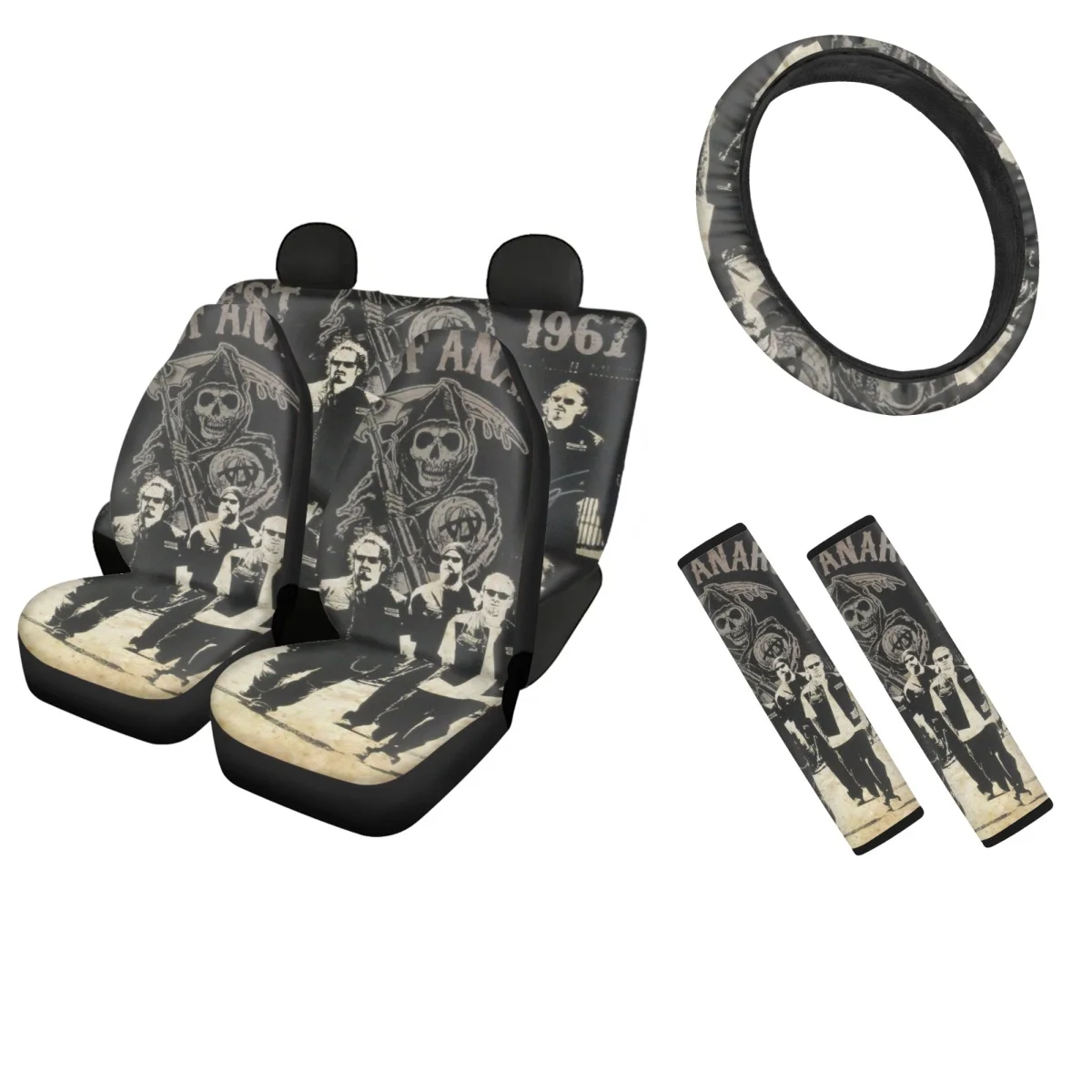 Sons of Anarchy Car Full Set Interior for Women Men Machine Washable Breathable Steering Wheel Cover and Seat Belt Sets Covers
Sons of Anarchy Car Full Set Interior for Women Men Machine Washable Breathable Steering Wheel Cover and Seat Belt Sets Covers