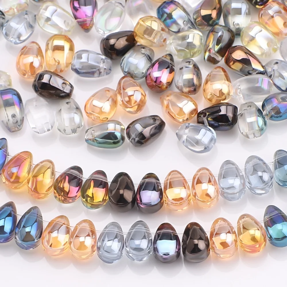 10PCs horizontal hole water drop glossy electroplated glass beads handmade material diy accessories
10PCs horizontal hole water drop glossy electroplated glass beads handmade material diy accessories
