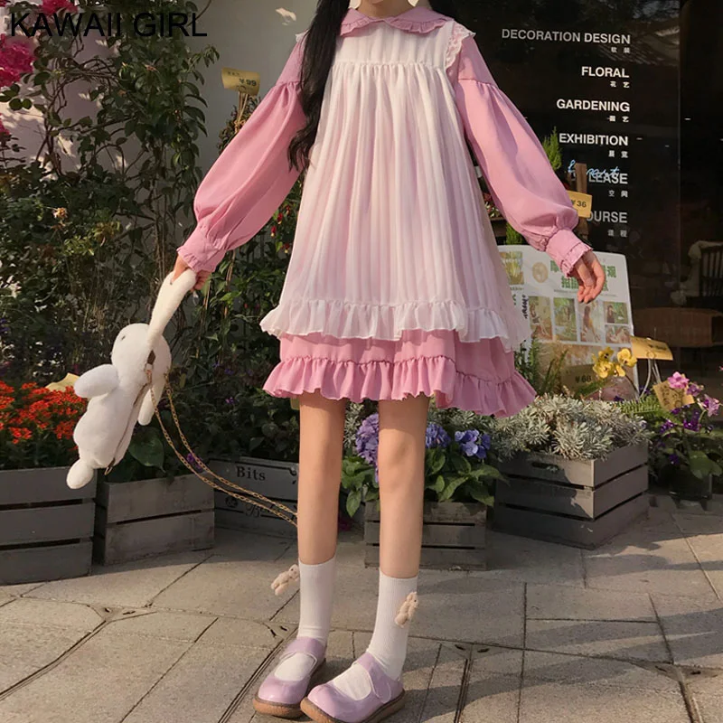 Sweet Cute Kawaii Girls Lolita Dress Princess Maid Vintage Ruffles Dresses Puff Sleeve Red Black Pink Women Dress Round Collar
Sweet Cute Kawaii Girls Lolita Dress Princess Maid Vintage Ruffles Dresses Puff Sleeve Red Black Pink Women Dress Round Collar