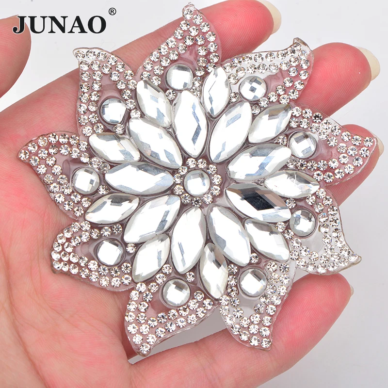 JUNAO 75mm 1Pcs Hotfix Clear Glass Flower Rhinestone Applique Iron on Patches Clothes Patches for Dress Shirt Sewing Fabric
JUNAO 75mm 1Pcs Hotfix Clear Glass Flower Rhinestone Applique Iron on Patches Clothes Patches for Dress Shirt Sewing Fabric