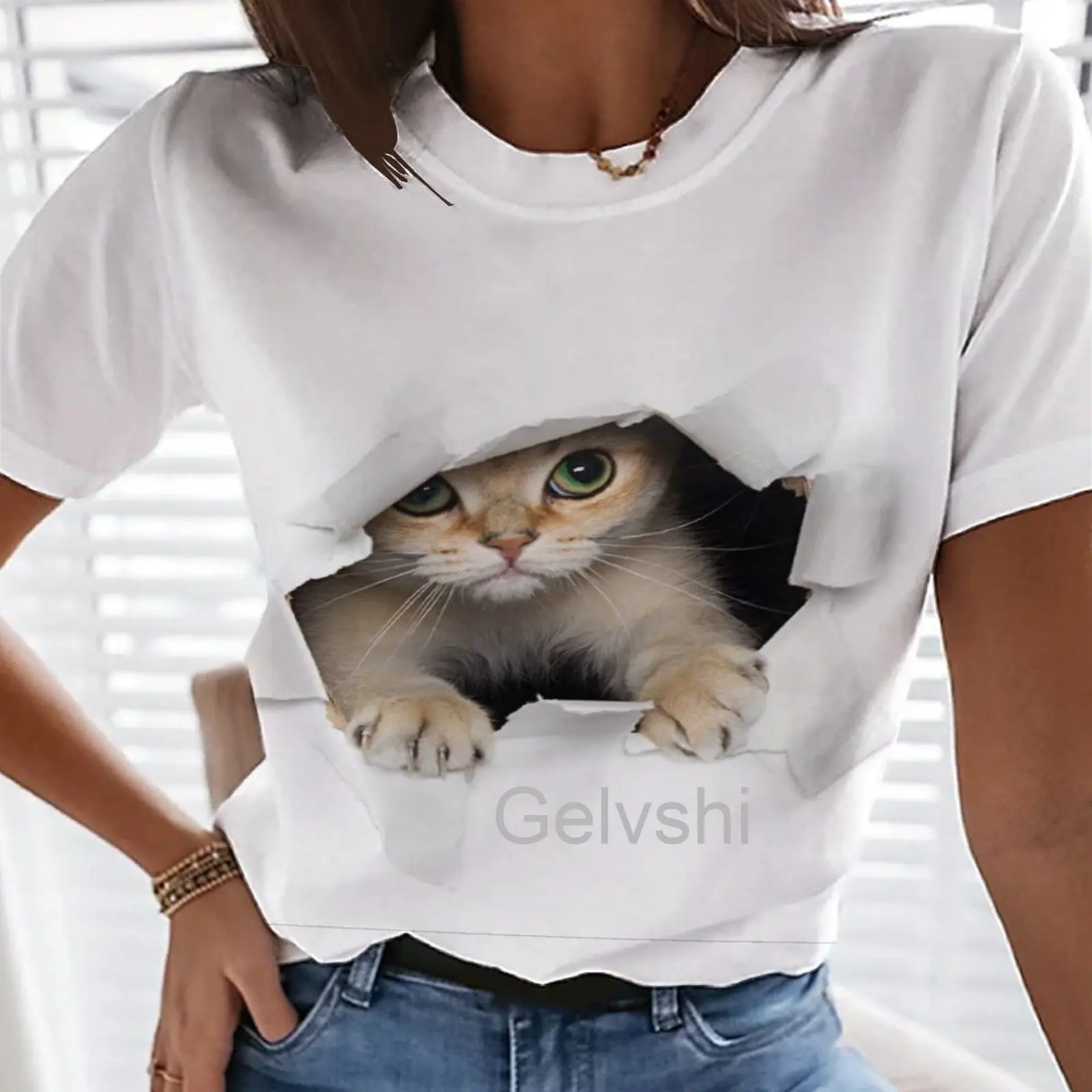 Animal 3d Cat Printed Round Neck T-shirt Women Fun Short Sleeve Tops Summer Pullover Oversized Retro y2k Fashion Casual футболка
Animal 3d Cat Printed Round Neck T-shirt Women Fun Short Sleeve Tops Summer Pullover Oversized Retro y2k Fashion Casual футболка