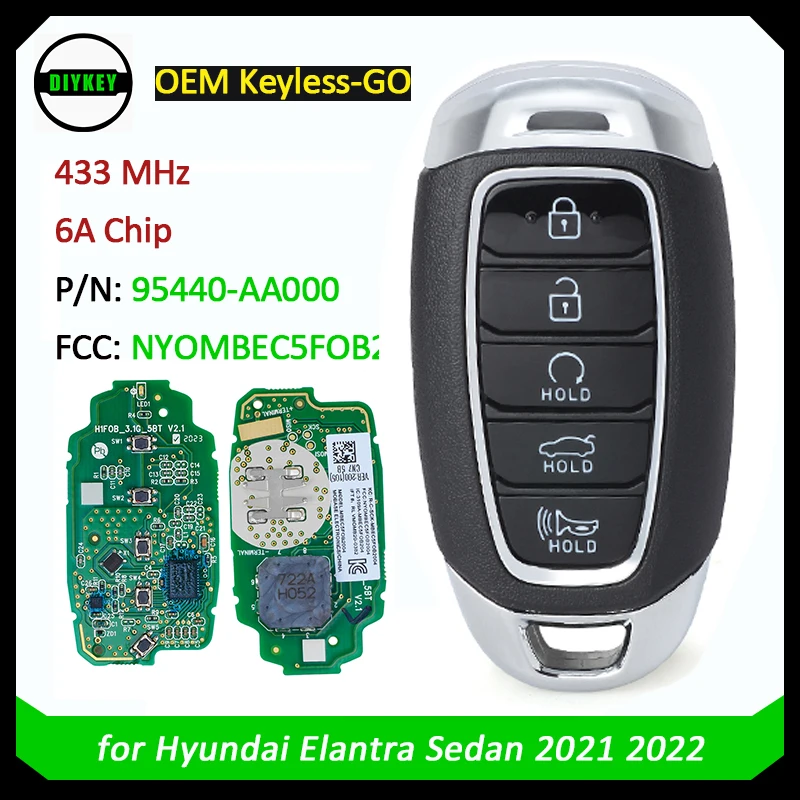 DIYKEY OEM P/N: 95440-AA000 для Hyundai Elantra 2021 2022 433 МГц NYOMBEC5FOB2004 оригинальный умный дистанционный брелок без ключа с 5 кнопками
DIYKEY OEM P/N: 95440-AA000 для Hyundai Elantra 2021 2022 433 МГц NYOMBEC5FOB2004 оригинальный умный дистанционный брелок без ключа с 5 кнопками