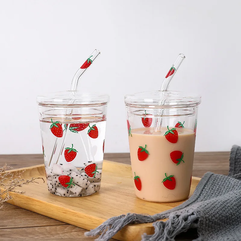 320Ml Strawberry Glass Girl Star Letter Pattern Glass with Straw Juice Milk Tea Coffee Wine Creative Cup Gift for Children
320Ml Strawberry Glass Girl Star Letter Pattern Glass with Straw Juice Milk Tea Coffee Wine Creative Cup Gift for Children