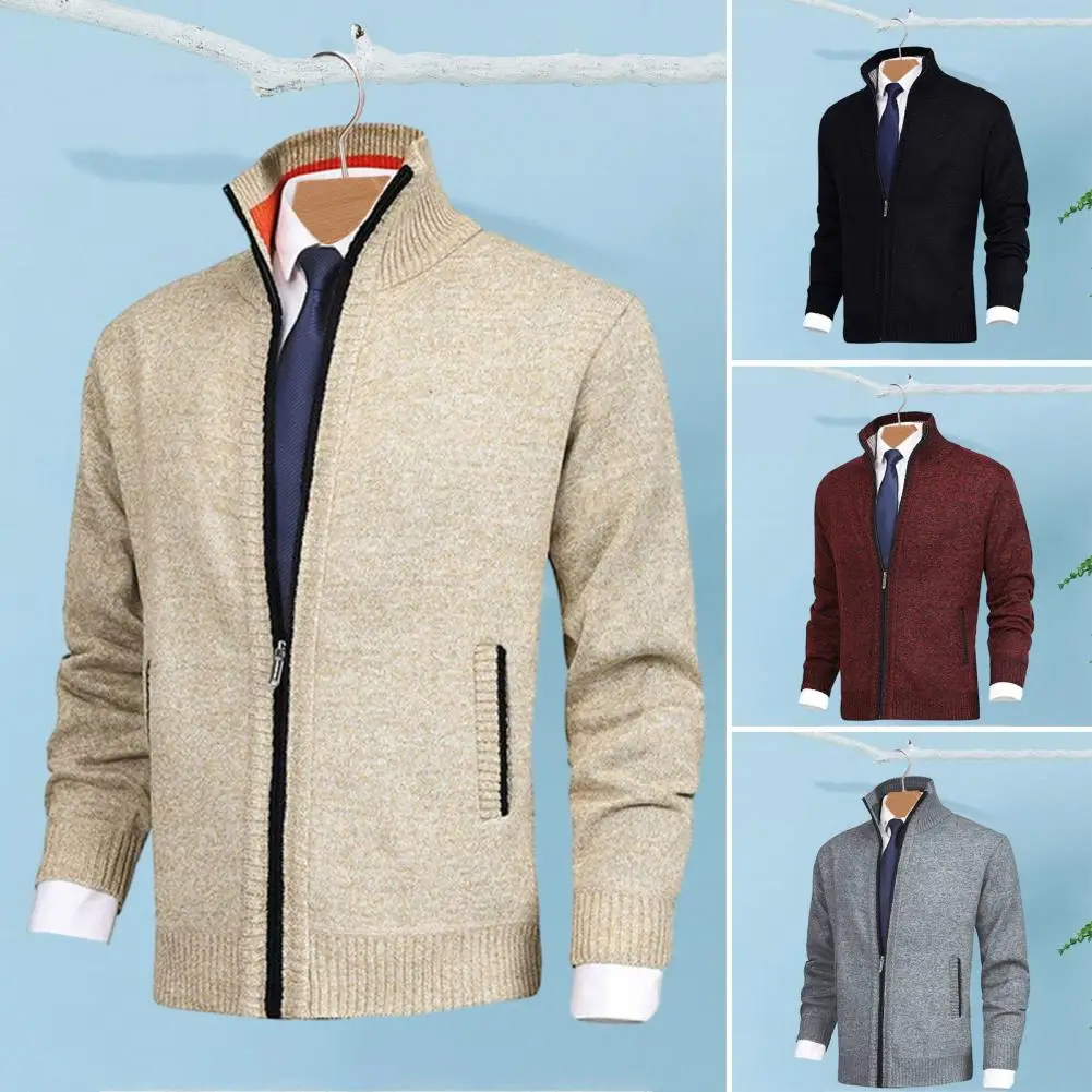 Simple Basic Jacket Stylish Men's Knitted Cardigan with Stand Collar Side Pockets Zipper Placket for Autumn Winter Fashion Soft
Simple Basic Jacket Stylish Men's Knitted Cardigan with Stand Collar Side Pockets Zipper Placket for Autumn Winter Fashion Soft