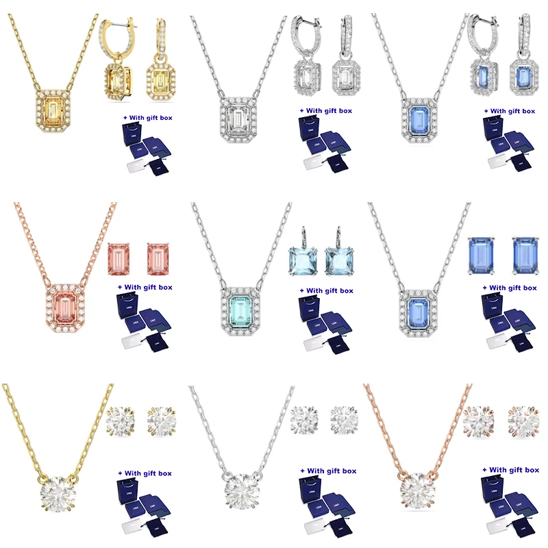 SWAN High Quality Ladies Milleniaes Necklace Earrings Set, Rectangular Smart Heart Necklace Earrings, Delivery Gift Box 
SWAN High Quality Ladies Milleniaes Necklace Earrings Set, Rectangular Smart Heart Necklace Earrings, Delivery Gift Box