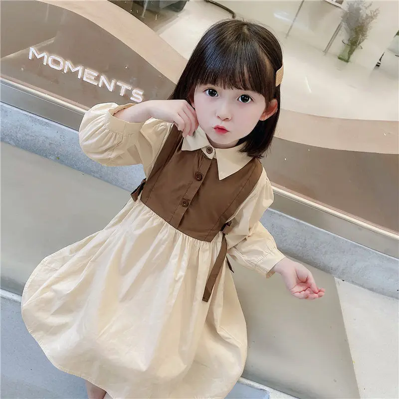 Girls' Long-sleeved Color-block Skirt Spring And Summer Dress Cotton Comfortable Outdoor Simple Lapel Skirt
Girls' Long-sleeved Color-block Skirt Spring And Summer Dress Cotton Comfortable Outdoor Simple Lapel Skirt