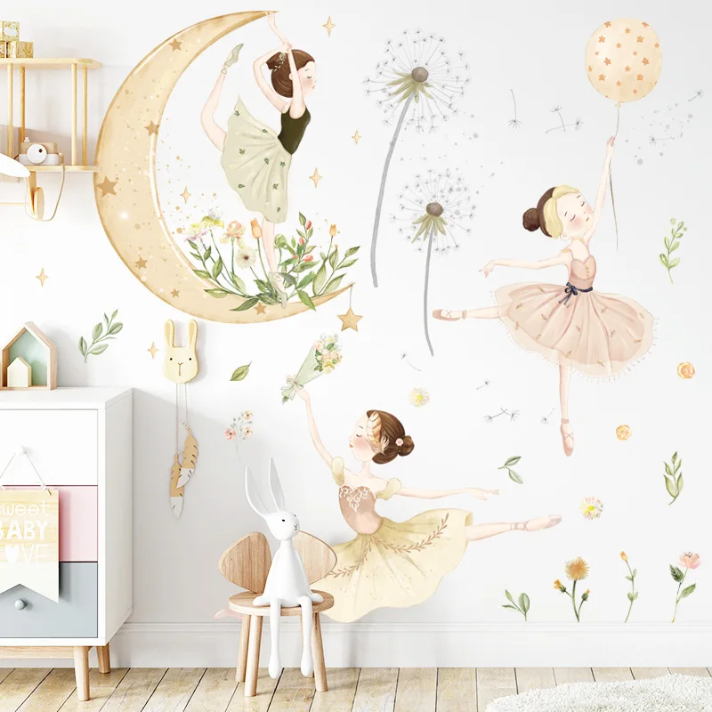 Cartoon Ballet Girl on the Moon and Stars Wall Stickers for Kids Room Baby Room Decoration Wall Decals Room Interior Sticker
Cartoon Ballet Girl on the Moon and Stars Wall Stickers for Kids Room Baby Room Decoration Wall Decals Room Interior Sticker
