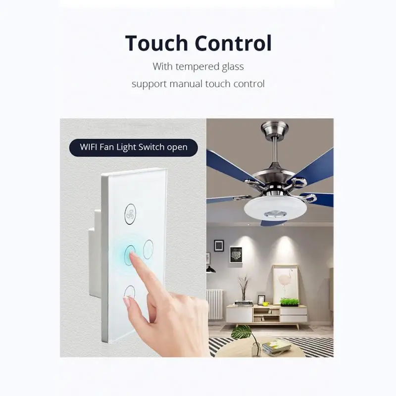 1~5PCS New Tuya Wifi Fan Light Switch SCR Stepless Speed Control Touch Panel Switch Remote Control For Smart Life Alexa Google 
1~5PCS New Tuya Wifi Fan Light Switch SCR Stepless Speed Control Touch Panel Switch Remote Control For Smart Life Alexa Google