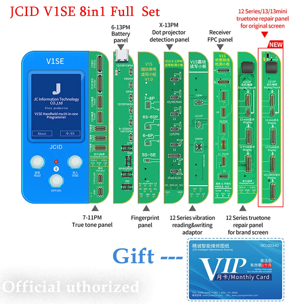 JC V1SE LCD True Tone Programmer for Phone 7 7P 8 X XS 11 Pro MAX 12 13 Battery Fingerprint SN Reader Dot Matrix for X-13 ProMAX
JC V1SE LCD True Tone Programmer for Phone 7 7P 8 X XS 11 Pro MAX 12 13 Battery Fingerprint SN Reader Dot Matrix for X-13 ProMAX