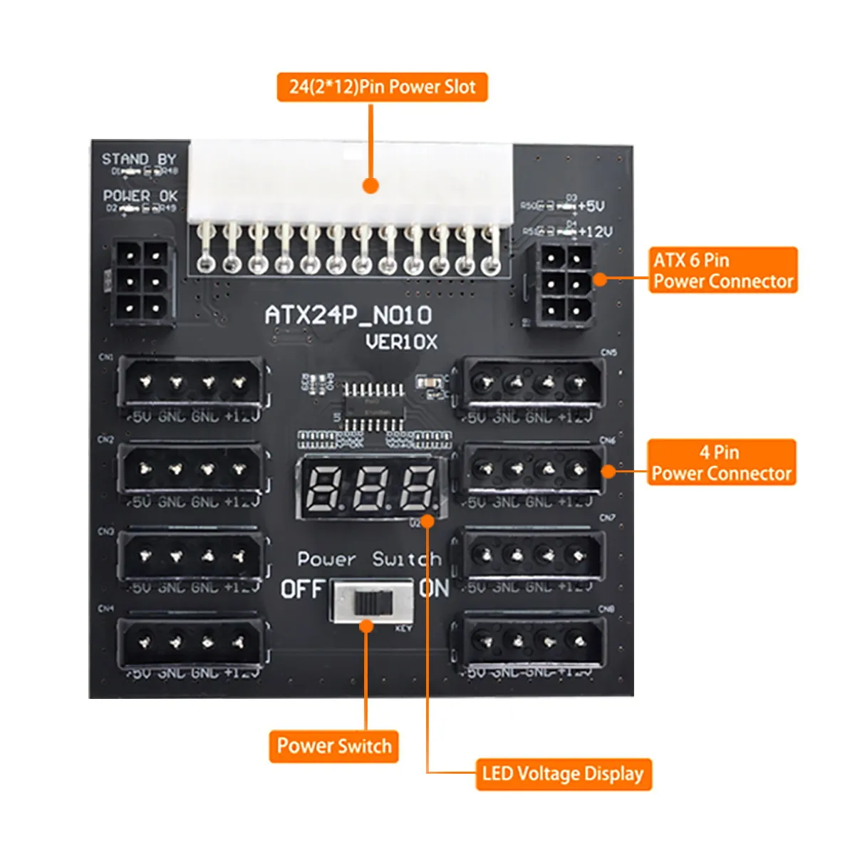Chenyang CY ATX PSU Server Power Board 24Pin to IDE 8x 4Pin +2x 6Pin Power Supply Board for CHIA ETH BTC Mining Miner
Chenyang CY ATX PSU Server Power Board 24Pin to IDE 8x 4Pin +2x 6Pin Power Supply Board for CHIA ETH BTC Mining Miner