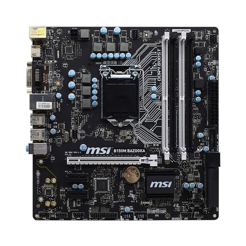 MSI B150M BAZOOKA 1151 Motherboard Motherboard DDR4 Support Core i5 7600K 7400T Cpus Intel B150 64GB USB3.0 PCI-E 3.0 Micro ATX
MSI B150M BAZOOKA 1151 Motherboard Motherboard DDR4 Support Core i5 7600K 7400T Cpus Intel B150 64GB USB3.0 PCI-E 3.0 Micro ATX