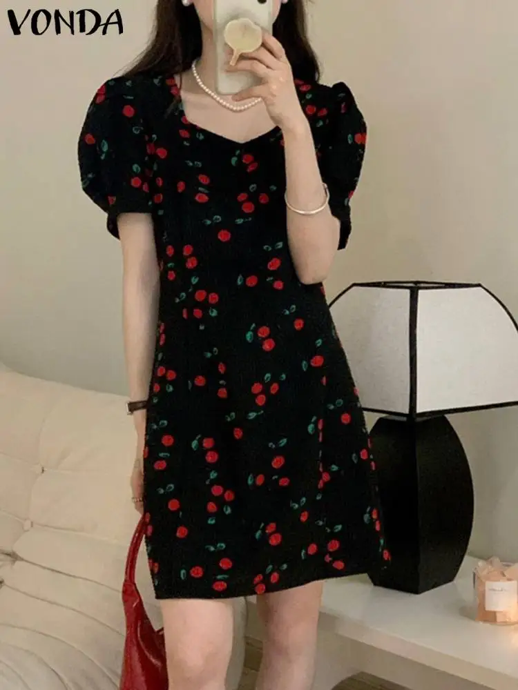 VONDA 2023 Summer Bohemian Dress Women Sexy V Neck Short Sleeve Vintage Casual Loose Mini Sundress Printed Beach Robe Femme 
VONDA 2023 Summer Bohemian Dress Women Sexy V Neck Short Sleeve Vintage Casual Loose Mini Sundress Printed Beach Robe Femme