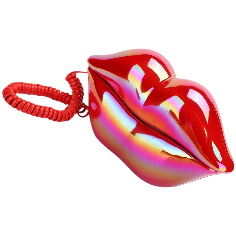 

Red Lip Lips Ornament Landline Mouth Corded Telephone Creative Tabletop Dial Telephones Adore Novelty Decor Wired Shaped