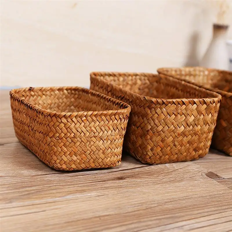 Weave Storage Basket Wicker Woven Rattan Seagrass Storage Organizer Fruit Toilet Makeup Desktop Basket Bathroom Weave Box
Weave Storage Basket Wicker Woven Rattan Seagrass Storage Organizer Fruit Toilet Makeup Desktop Basket Bathroom Weave Box