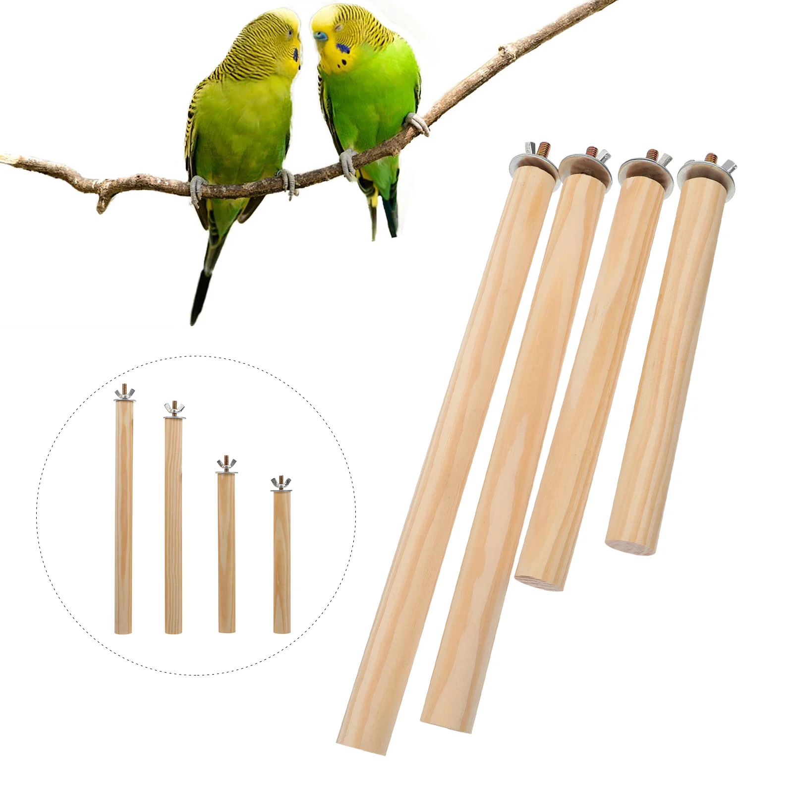 

4 PCS Parrot Standing The Bar Toys Birds Cage Rods Stick Pet Supply Sticks Pole Stainless Steel Utensils Activity