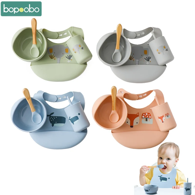 4Pcs/Set Baby Silicone Bowl Spoon Set Baby Feeding Silicone Bib Baby Dishes BPA Free Silicone Portable Tableware for Children
4Pcs/Set Baby Silicone Bowl Spoon Set Baby Feeding Silicone Bib Baby Dishes BPA Free Silicone Portable Tableware for Children
