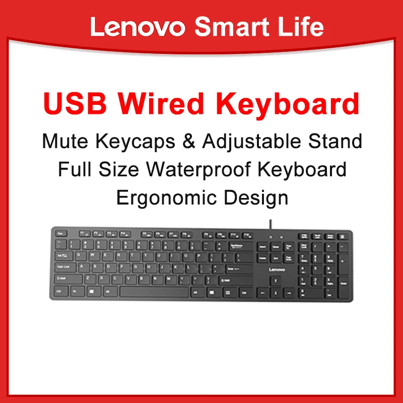 

Lenovo Original Wired Keyboard X810L with USB Chocolate Shaped Keyboard Waterproof Slient Thin Light for Laptop Desktop Computer