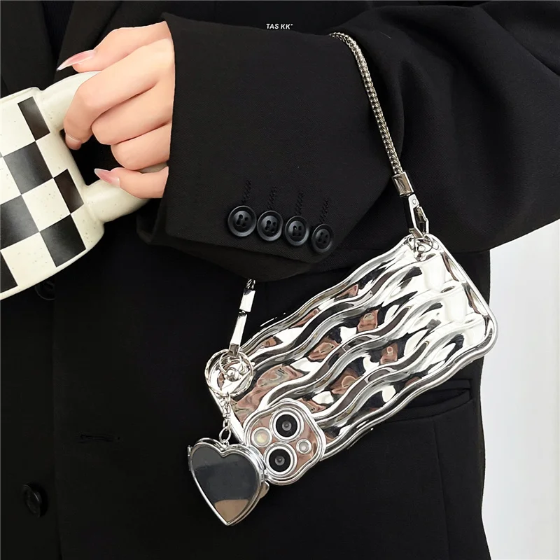 Heart Mirror Chain Case for iPhone 14 Pro Max 11 13 Pro Silicone Luxury Mirror Wave Electroplated Strap Cover for iPhone 12 Pro
Heart Mirror Chain Case for iPhone 14 Pro Max 11 13 Pro Silicone Luxury Mirror Wave Electroplated Strap Cover for iPhone 12 Pro