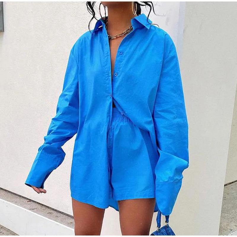Women's Tracksuit Shirt Shorts Two Piece Set 2022 Summer Long Sleeve Tops Mini Shorts Outfits Female Casual Lady Fashion Suit
Women's Tracksuit Shirt Shorts Two Piece Set 2022 Summer Long Sleeve Tops Mini Shorts Outfits Female Casual Lady Fashion Suit