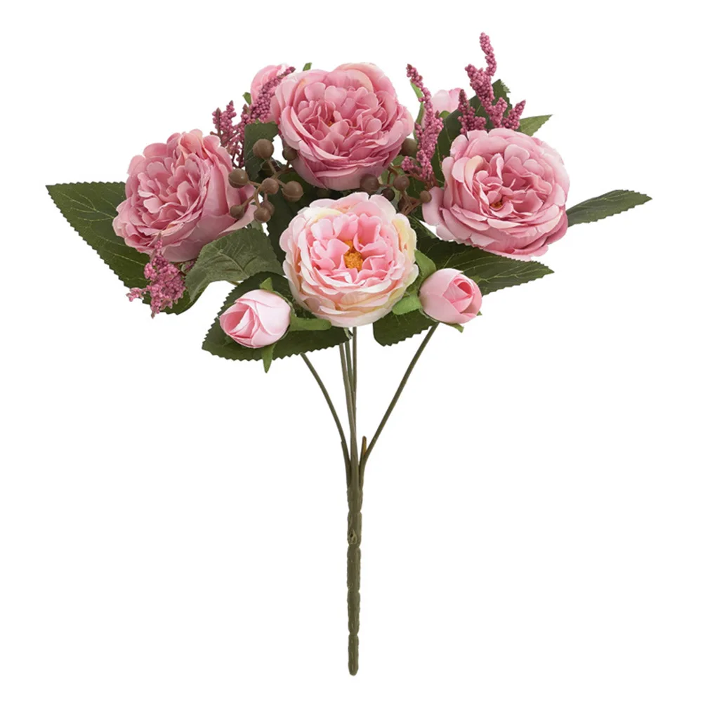5 Heads Fake Roses Silk Peony Artificial Flowers Cheap New Year's Christmas Decorations Vase For Home Wedding Bridal Bouquet
5 Heads Fake Roses Silk Peony Artificial Flowers Cheap New Year's Christmas Decorations Vase For Home Wedding Bridal Bouquet