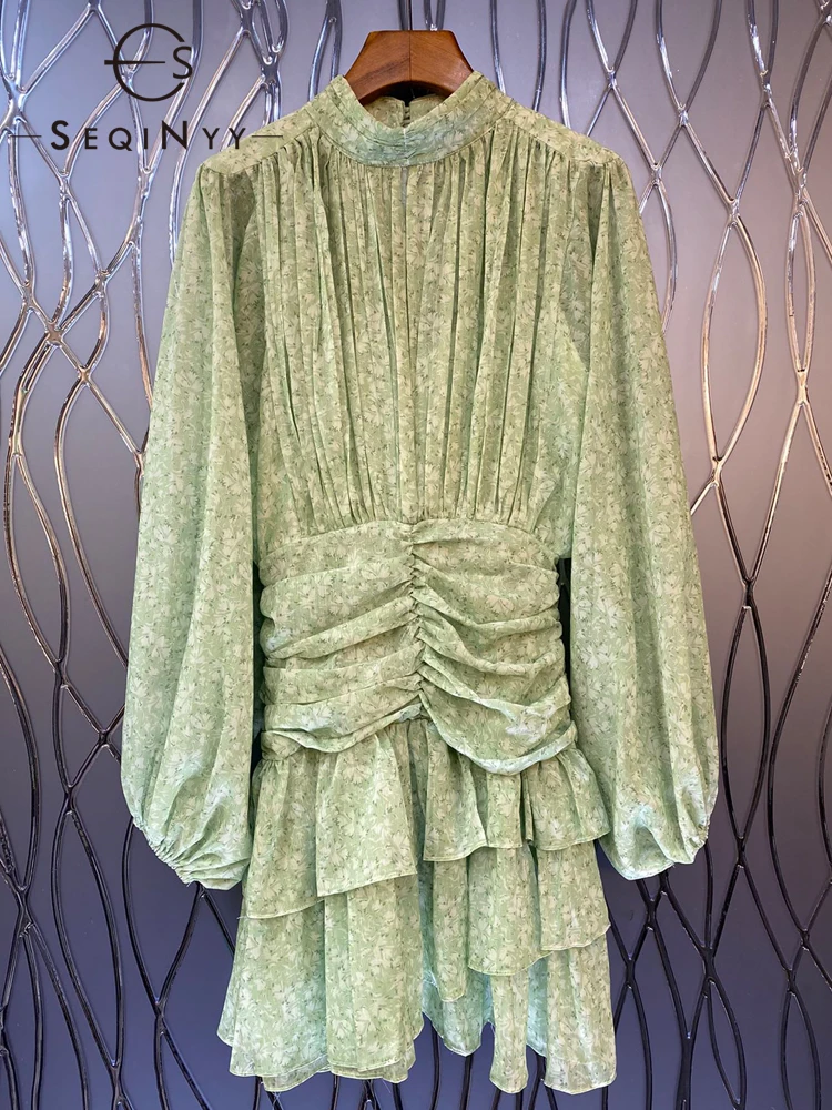 SEQINYY Casual Mini Dress Summer Spring New Fashion Design Women Runway High Street Lantern Sleeve Flowers Green Print Draped
SEQINYY Casual Mini Dress Summer Spring New Fashion Design Women Runway High Street Lantern Sleeve Flowers Green Print Draped