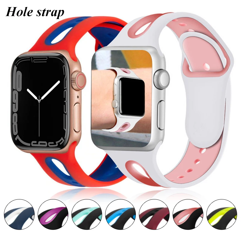 Hole strap For Apple Watch band 42mm 40mm iwatch band 44mm 38mm watchband slicone correa bracelet apple watch serie 7 6 se 5 4 3
Hole strap For Apple Watch band 42mm 40mm iwatch band 44mm 38mm watchband slicone correa bracelet apple watch serie 7 6 se 5 4 3