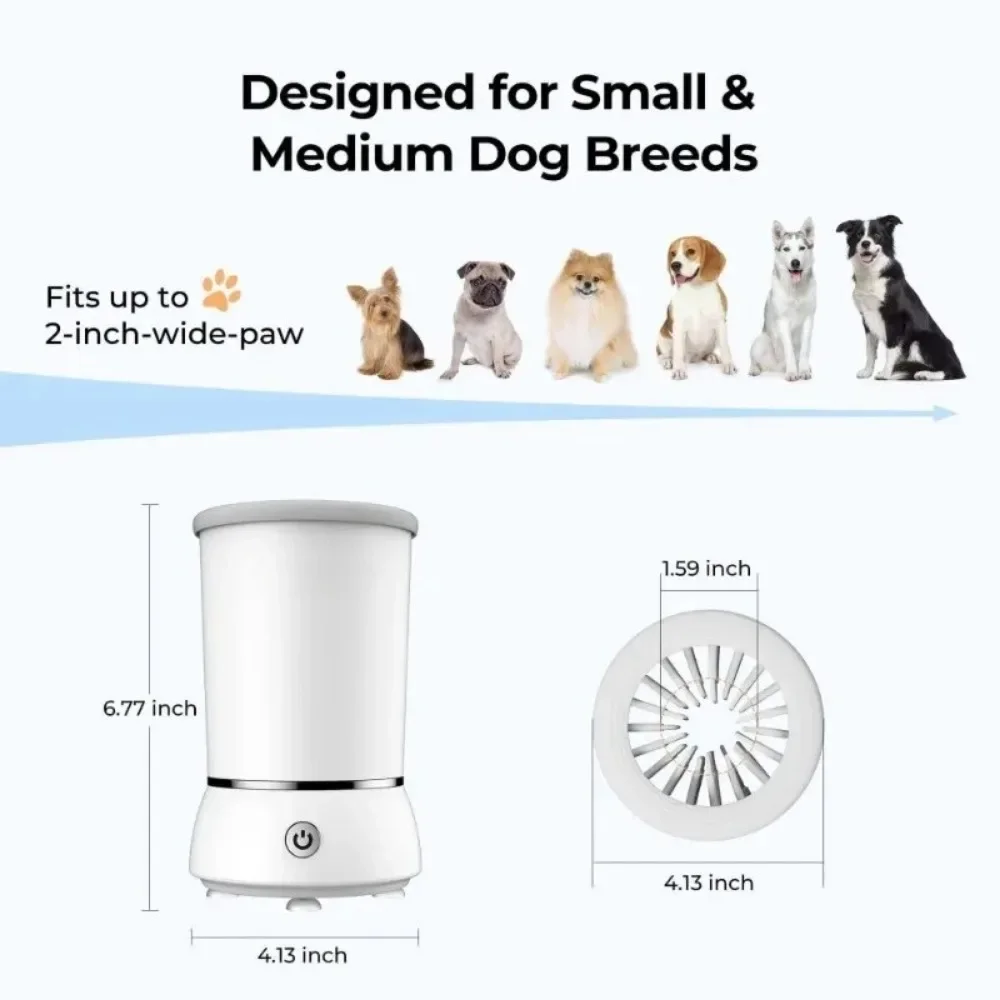Automatic Dog Paw Cleaner, Rechargeable, Soft Silicone Bristles Remove Dirt and Mud for Small and Medium Dog Breeds Paw Cleaner
Automatic Dog Paw Cleaner, Rechargeable, Soft Silicone Bristles Remove Dirt and Mud for Small and Medium Dog Breeds Paw Cleaner